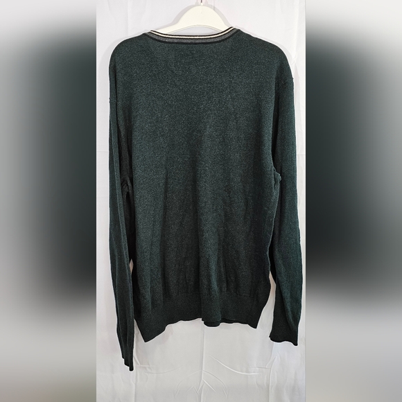 American Eagle Outfitters dark Green XL Men V neck Sweater 100% Cotton shirt - Picture 3 of 5